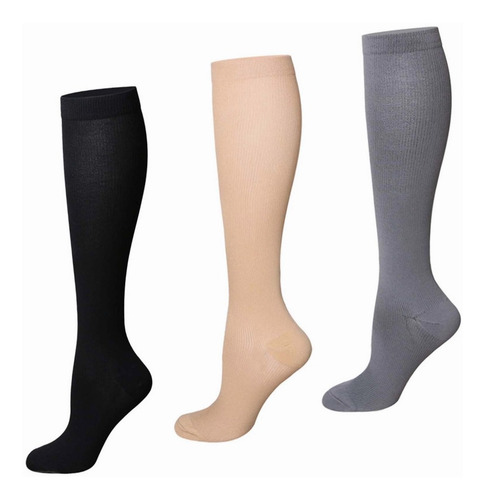 3 Pares De Calcetines De Compresión De Color Puro