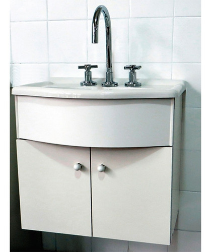 Imagen 4 de 7 de Vanitory Mueble Baño 50 Roma Colgar Con Bacha Acrilica Blanco Blanco