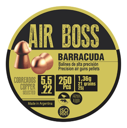 Balines Apolo Air Boss Barracuda 5,5 Cobreados 22gr X250.