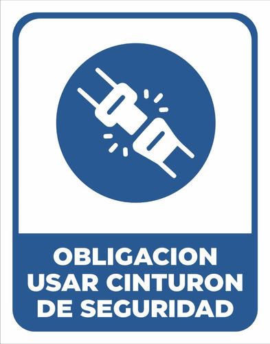 Cartel Linea Obligacion Usar Cinturón Seguridad 22x28 Cm