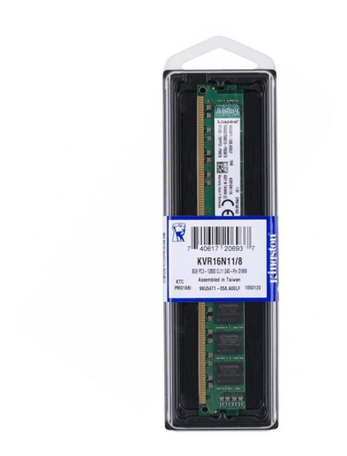 Memória Kingston 8gb 1600mhz Ddr3 Pc3-12800 Kvr16n11/8