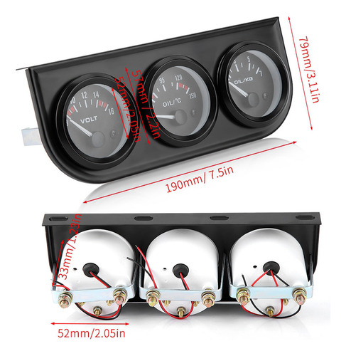 Kit De Triple Manómetro 3 En 1, Voltímetro, Temperatura Del