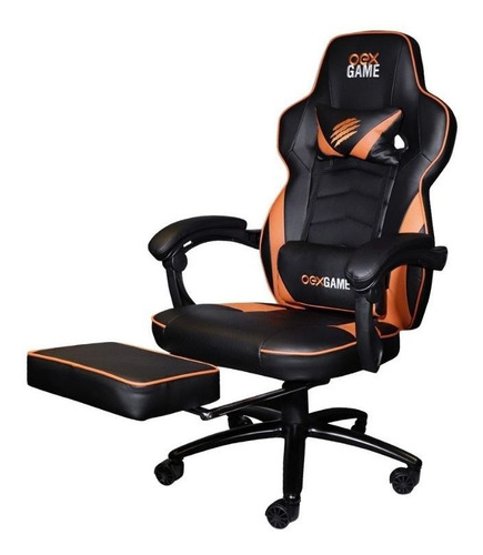 Cadeira Gamer Oex Gc302 Estofado 120kg Preto E Laranja