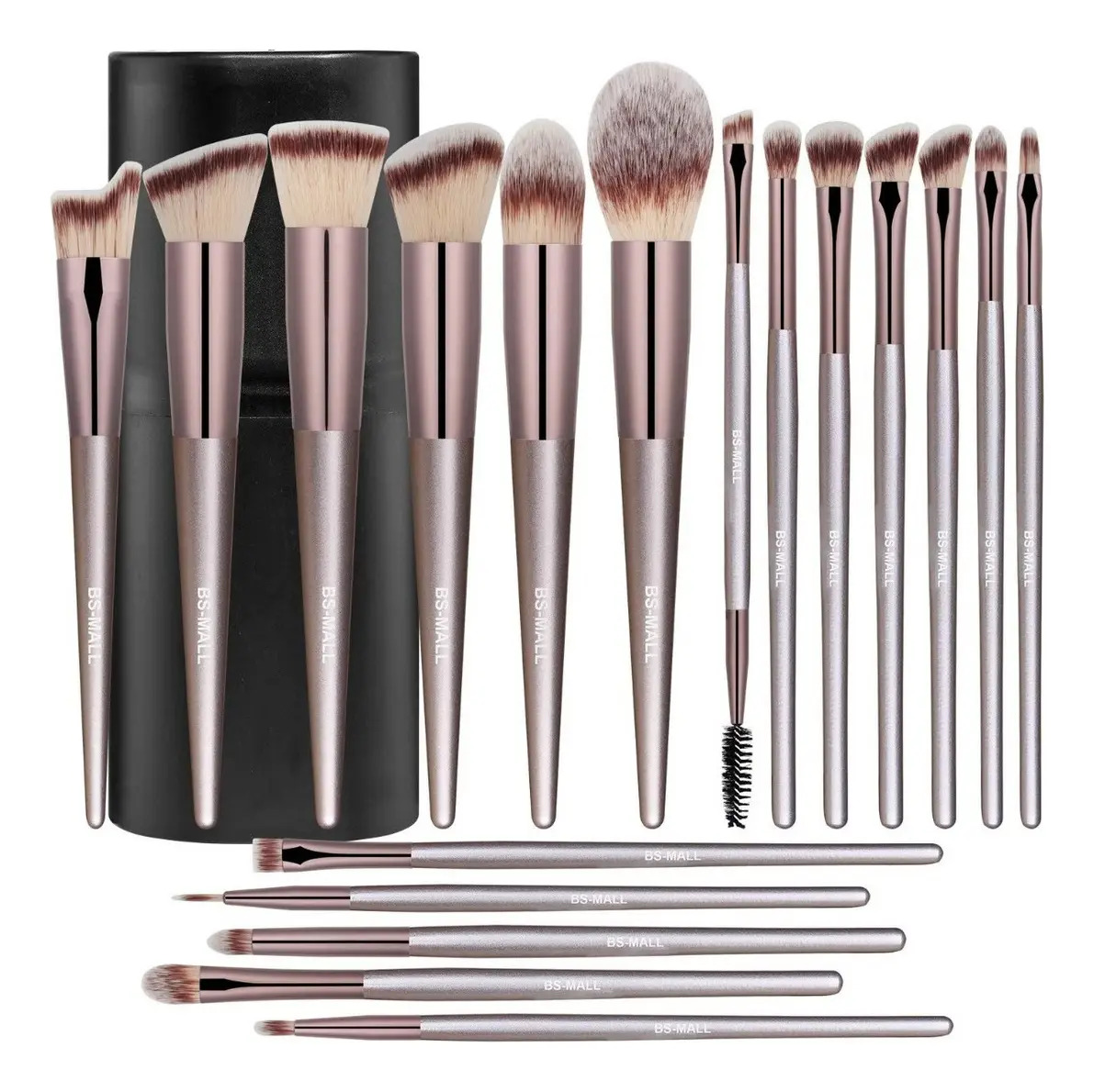 Juego de 18 brochas de maquillaje Bs-mall color champagne gold