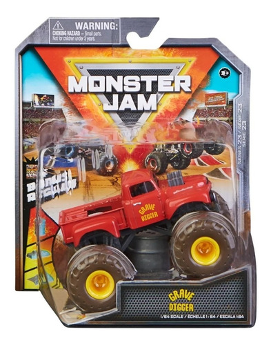 Vehículo Monster Jam Grave Digger Rojo 1:64 Metal Premium