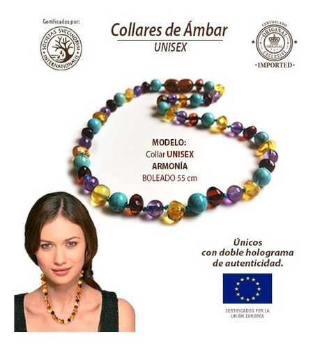 Collar Ámbar Báltico Y Piedras Naturales Armonia 45 Cm