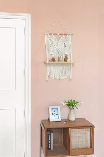 Estante Colgante De Pared De Macramé Decoración Bohemia