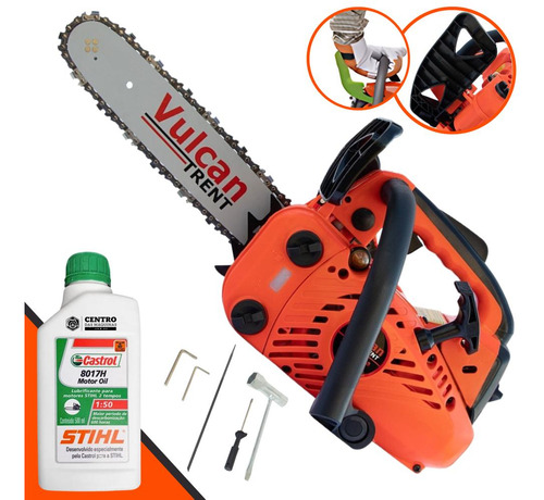 Moto Serra Vulcan Vsl250 Com 22 Dentes E Óleo Castrol Stihl Cor Laranja