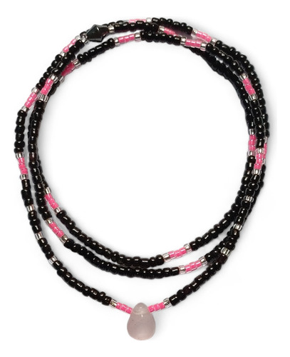 Collar Artesanal - Cuarzo Rosa, Miyuki Delica, Chaquira