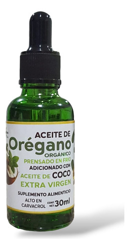 Aceite De Orégano Y Coco Extra Virgen Orgánico 30 Ml