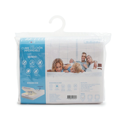 Imagen 1 de 2 de Funda Cubre Colchón Protector Impermeable Liso 1 Plaza
