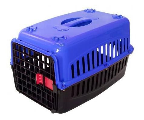 Caixa De Transporte Alça Porta Gatos Coelhos Azul/preta N2