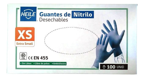 Caja 100 Guantes De Nitrilo Azules - Por Tallas 