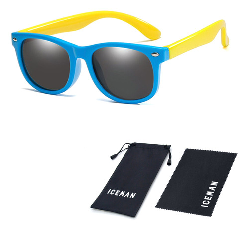 Óculos De Sol Infantil Flexível Polarizado Uv400 Iceman 476 Cor Azul/Amarelo