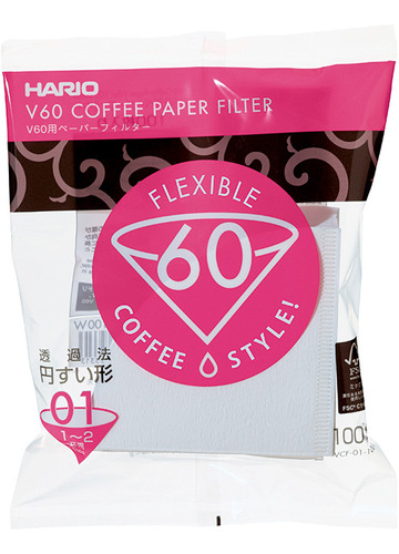 Filtro Branco De Papel V60 Para Café N1 Hario 100un