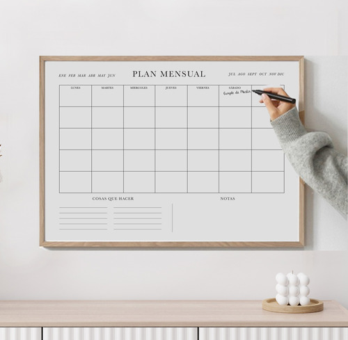 Cuadro Plan Mensual Planner Calendario 40x60cm