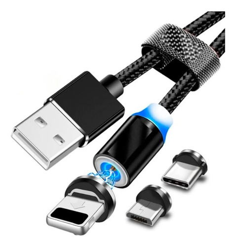 Cabo Usb Carregador Magnético Plug Imã Rápido 3 In 1