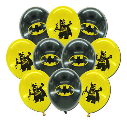 Set De 10 Globos Latex Diseños Infantiles Batman