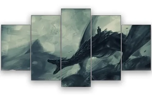 comprar Quadro Decorativo Game Of Thrones Drago 115x60 5 Peças N05