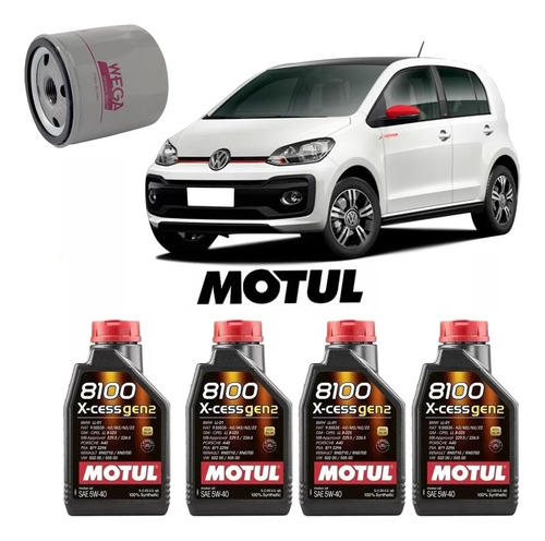 Kit Troca De Óleo Motul 8100 5w40 Vw Up Tsi Wo346