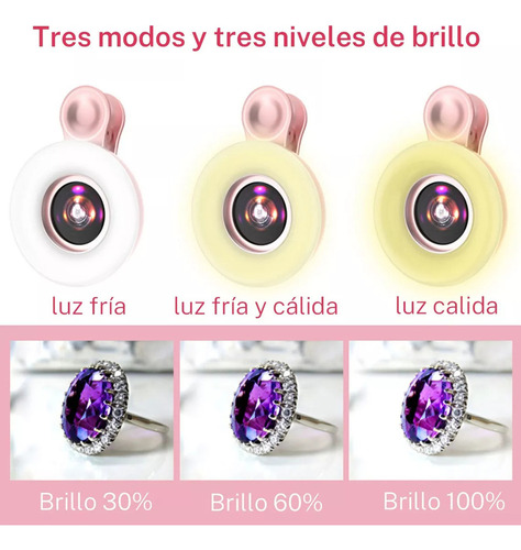 Qk Lente Teléfono Macro 15x Con Clip Luz Relleno