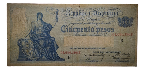 Billete 50 Pesos Caja De Conversión Serie B 1928 Botero 1661 (Usado)