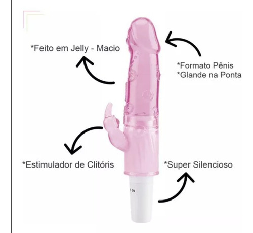 Massageador Elétrico Portátil Kit Jelly E Capa 5 Itens Combo Rosa-chiclete