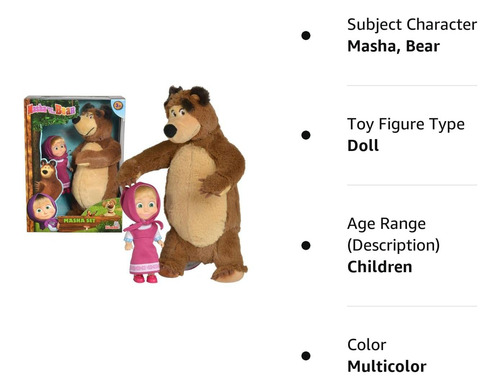 Masha Y Los Juguetes Bear Jada, Masha Plush Con Juguetes De