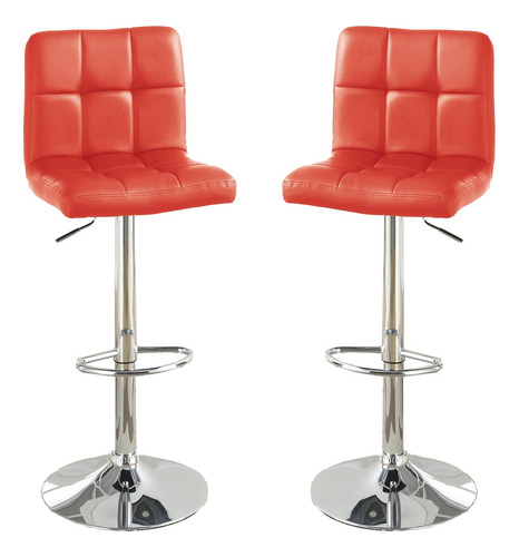 Poundex Adjustable Height & Swivel Barstool In Red Faux