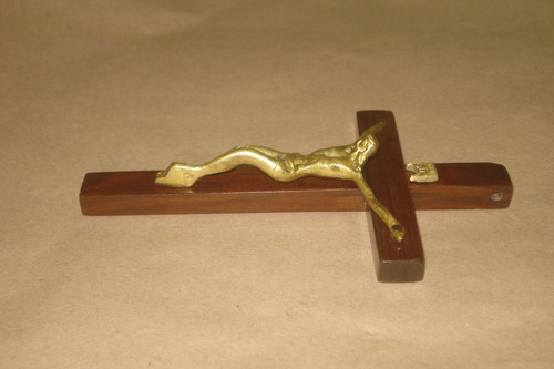 Vint_retro Crucifijo Antiguo Jesucristo De Bronce (Usado)