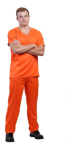 Disfraz Talla Large Para Hombre De Preso Color Naranja