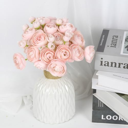 Ranúnculos Artificiales, 2 Ramos De Flores Pequeñas Rosadas,