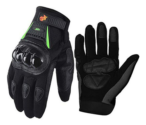 Guantes Moto Calle Dedo Completo 09 (xl, Negro/verde)