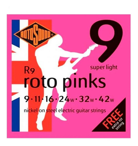Encordado Electrica Rotosound Roto Pinks R9 09-42 .