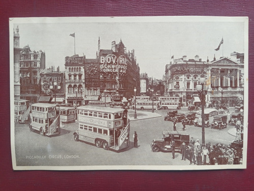 Inglaterra London Foto Postal Piccadilly Circus Tranvia Auto