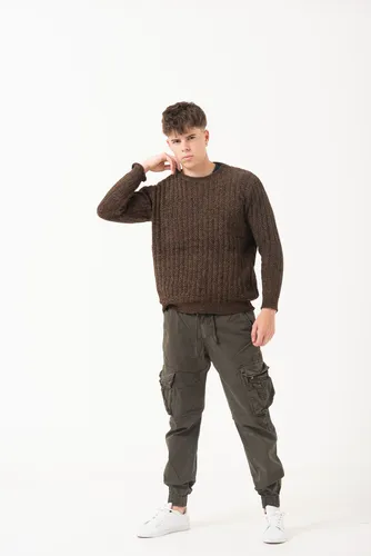 Sweater De Hombre Tejido Grueso Strech Liso Con Canelon Liso