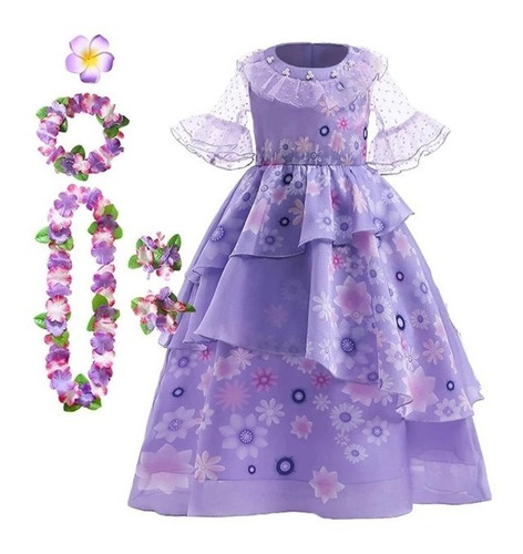 6 Piezas Encanto Niña Princesa Vestido Disfraz Halloween 