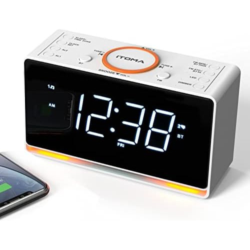 Radio Reloj Despertador, Pantalla Led Blanca De 1.4 ,  ...