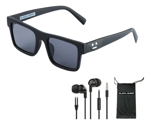 Lentes De Sol Black Sheep Square Uv400 + Audifono de regalo