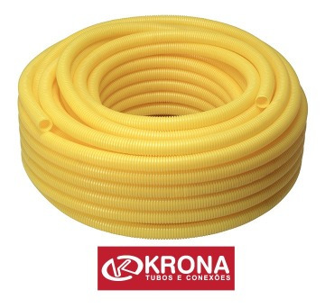 Conduíte Eletroduto Flex Corrugado 1/2 Amarelo 25mt Krona.