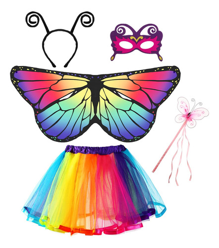 Disfraz De Mariposa Para Niños, Vestido De Tutú De Arcoíris 