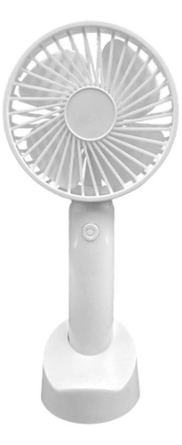 Ventilador De Mano Portátil Con Base Y Mango De Plástico Cantidad De Aspas 4 Estructura Blanco Aspas Balnco Diámetro 10 Cm