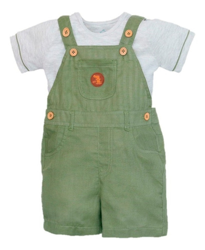 Overol Verde Con Camisa Gris Para Bebé Niño 1574371