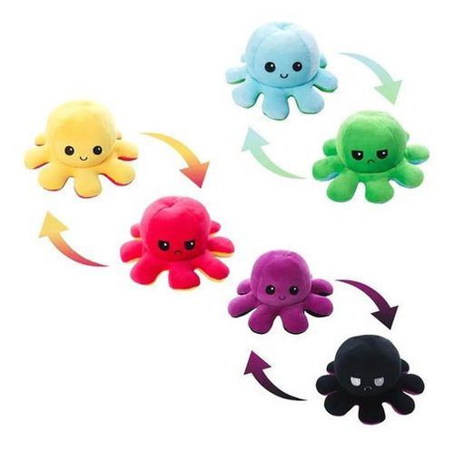 Muñeca de pulpo reversible de doble cara, colores surtidos