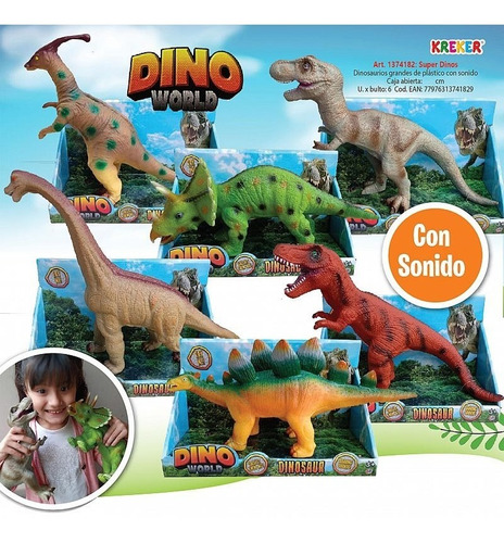 Dinosaurio Con Sonido 30 Cm Juguete Kreker Gigante Muñeco