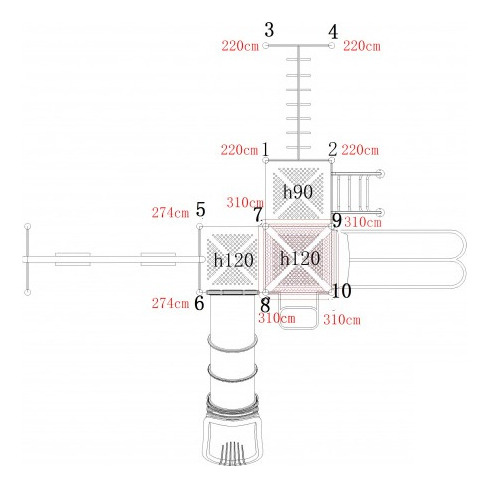 Juego Modular 12c Tobogán 2 Columpios 540x390x340 Cm Ch012