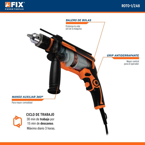 Rotomartillo 1/2', Profesional, 750 W, Truper, 14658