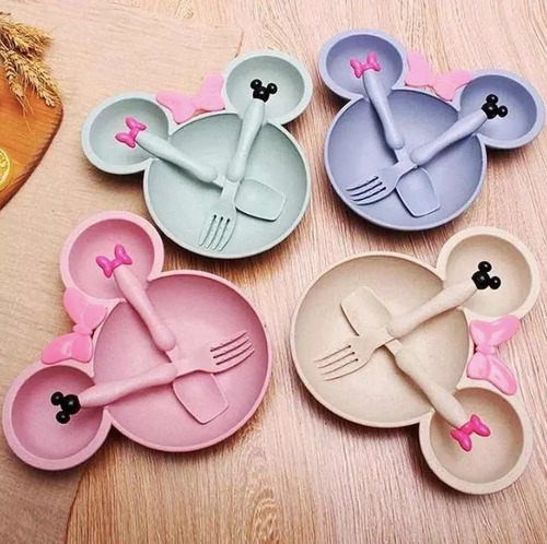 Plato Infantil Ecológico De Tres Piezas De Micky And Minie