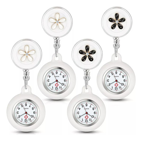 4 Sreloj Bolsillo Enfermera Enfermería Doctor Vintage Moda Blanco Y Negro