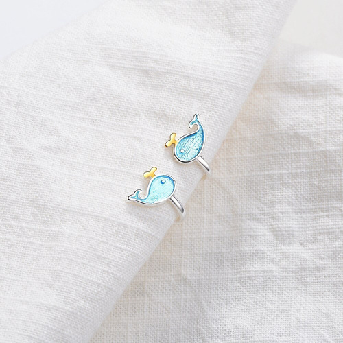 Ballena Aretes Broquel Mujer Plata 925 Moda Coreana
